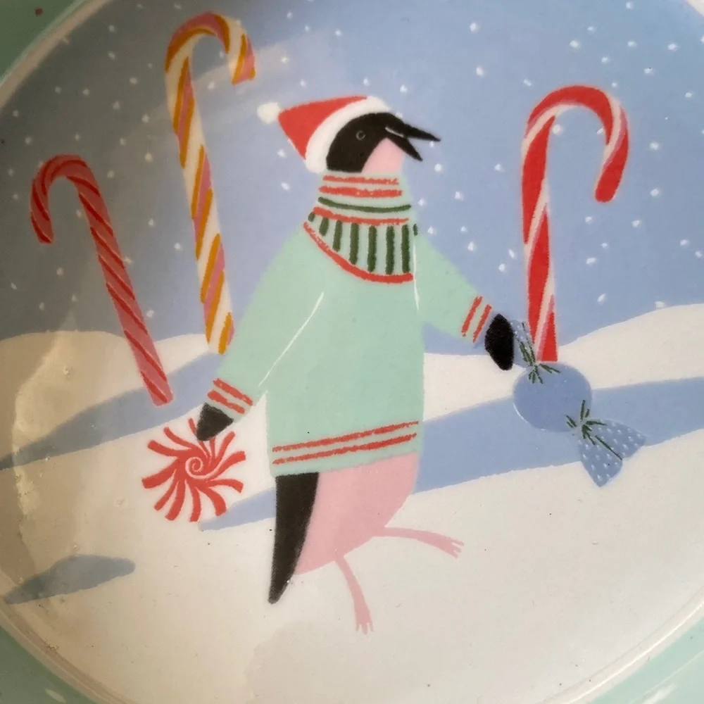 Anthropologie George & Viv Penguin Winter Christmas Ramekin NWOT